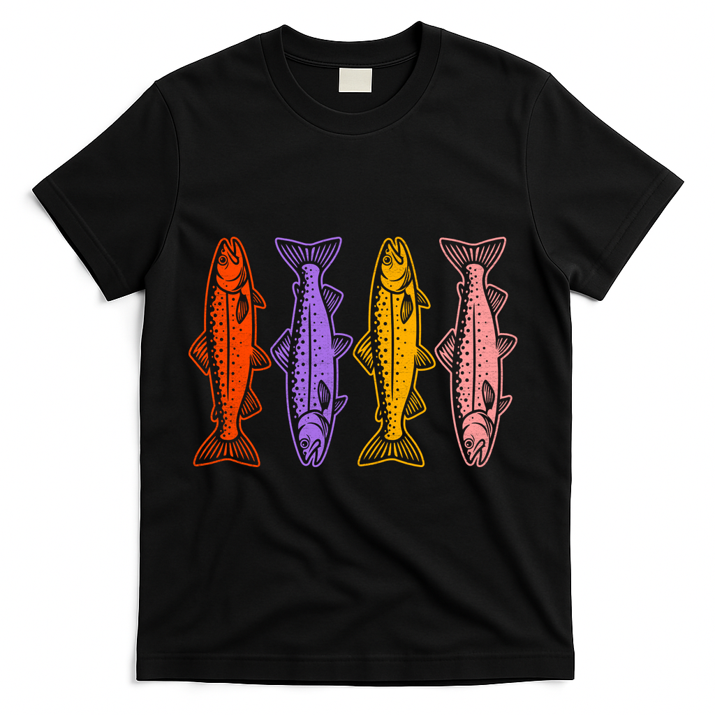 Rainbow Trout Fish Retro 80s T-Shirt product image 2