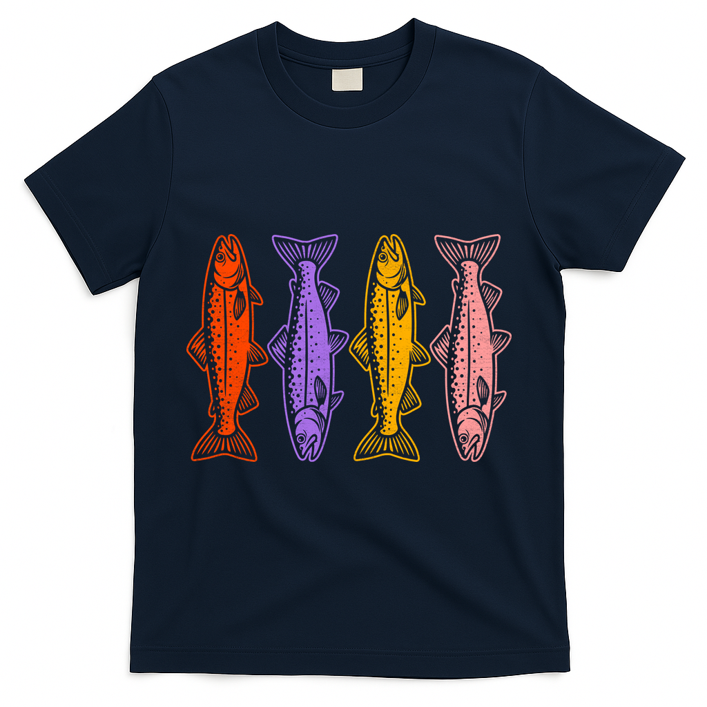Rainbow Trout Fish Retro 80s T-Shirt product image 3