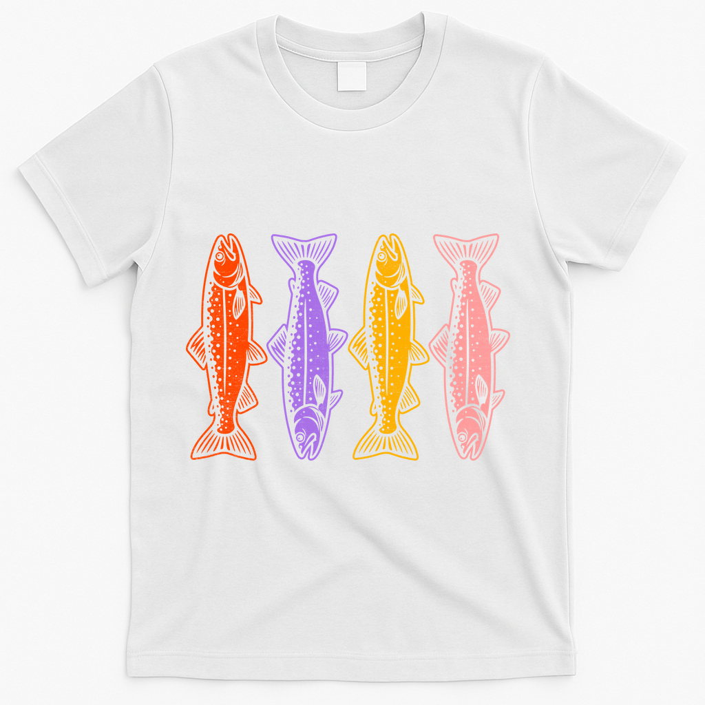 Rainbow Trout Fish Retro 80s T-Shirt product image 1