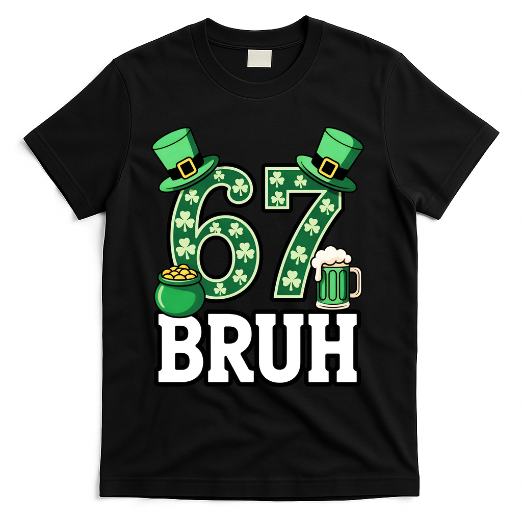 St Patrick’s Day 67 Bruh Viral 6-7 Meme T-Shirt product image 2