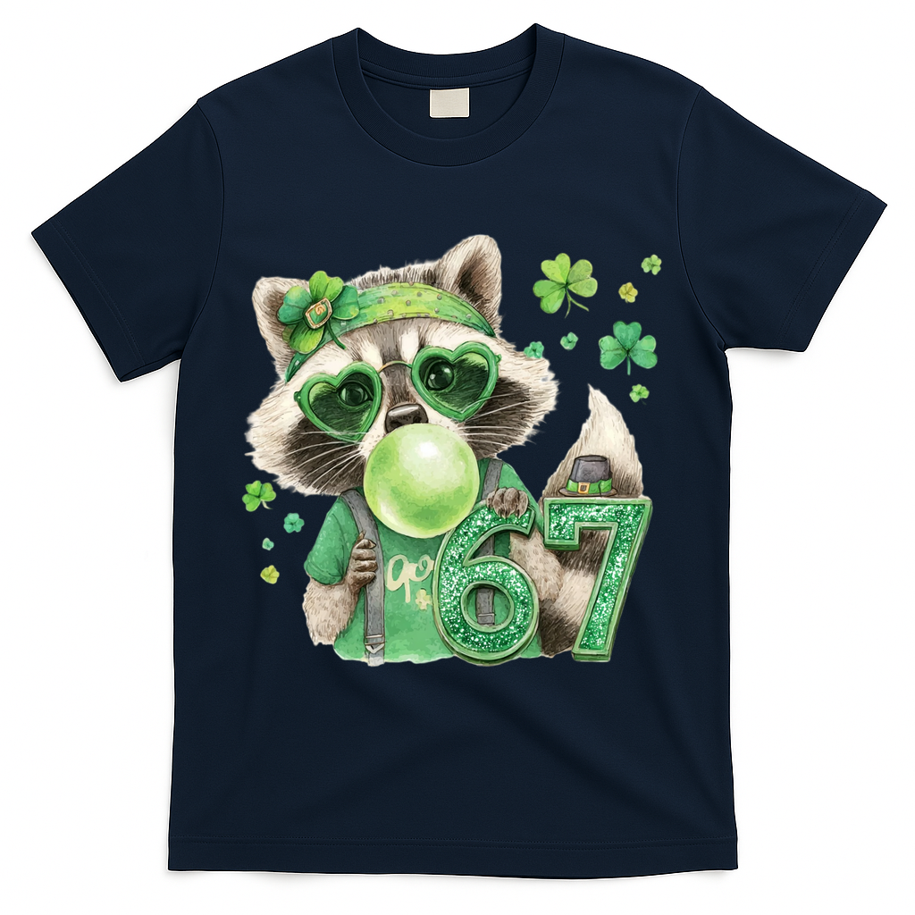 St Patrick’s Day 67 Raccoon Viral Meme T-Shirt product image 3