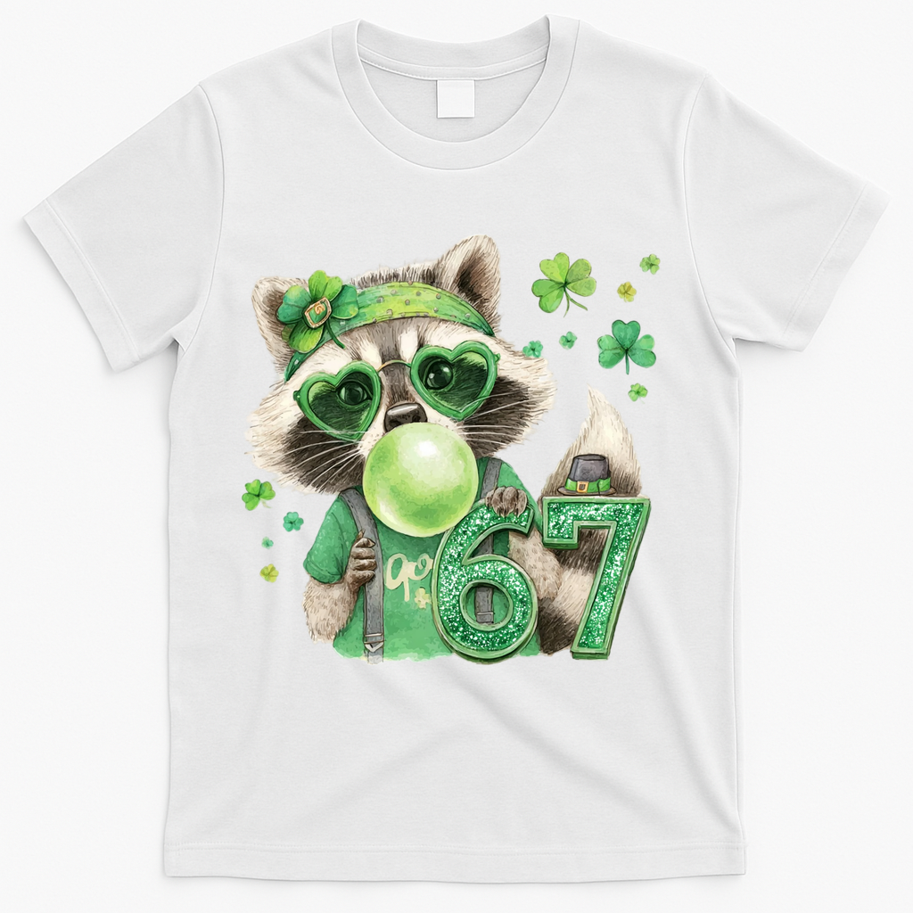 St Patrick’s Day 67 Raccoon Viral Meme T-Shirt product image 1