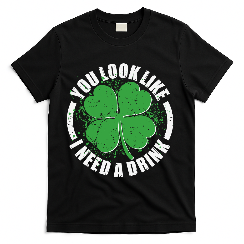 St Patrick's Day You Look Like I Need A Drink Emblem T-Shirt product image 2