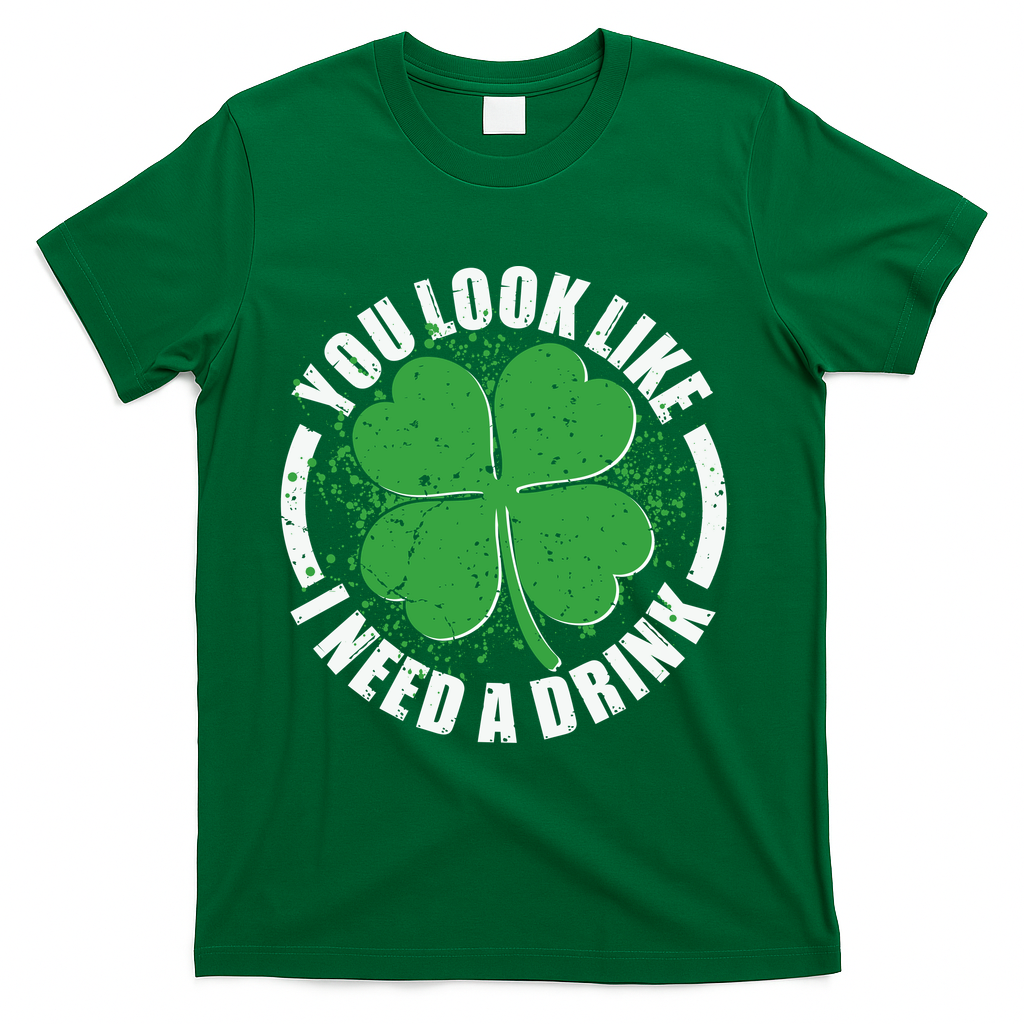 St Patrick's Day You Look Like I Need A Drink Emblem T-Shirt product image 4