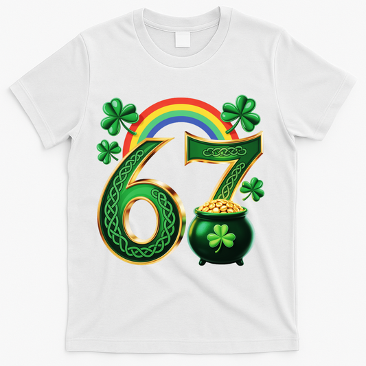 Shamrock Rainbow 67 St Patrick’s Day 6-7 Meme T-Shirt product image 1