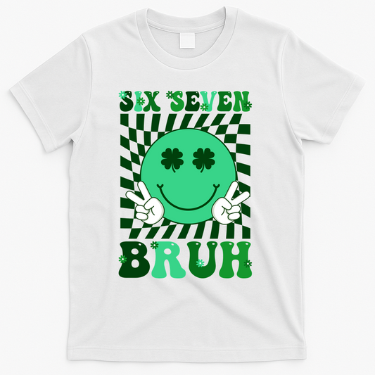 Six Seven Bruh Shamrock 67 Meme St Patrick's Day T-Shirt product image 1