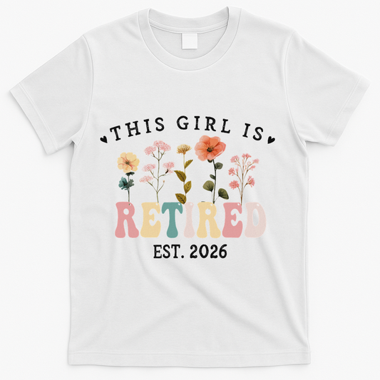 This Girl Is Retired EST 2026 Retro Boho Flowers T-Shirt product image 1