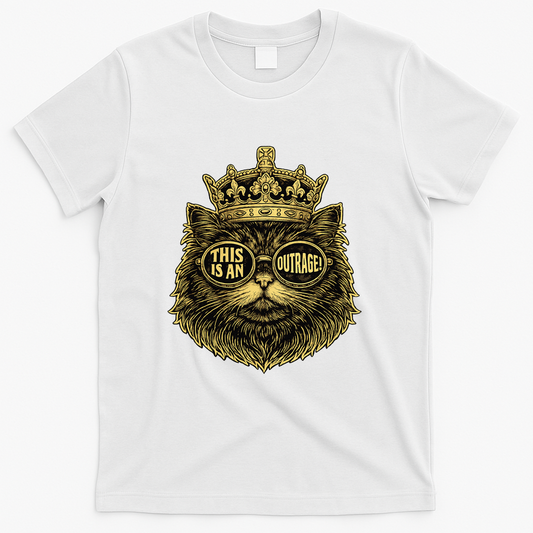 This Is An Outrage Funny Princess Cat Donut Gold T-Shirt product image 1