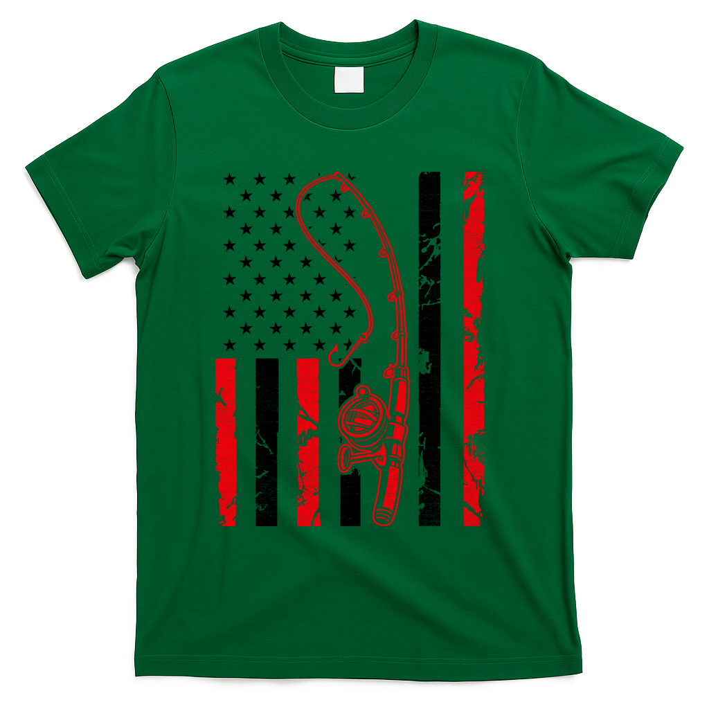 USA Fishing Flag Gift For Fisherman T-Shirt product image 4