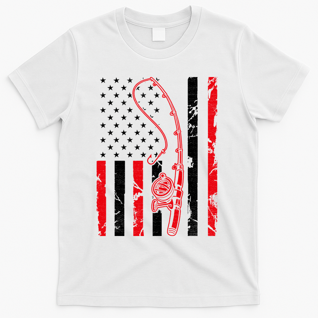 USA Fishing Flag Gift For Fisherman T-Shirt product image 1
