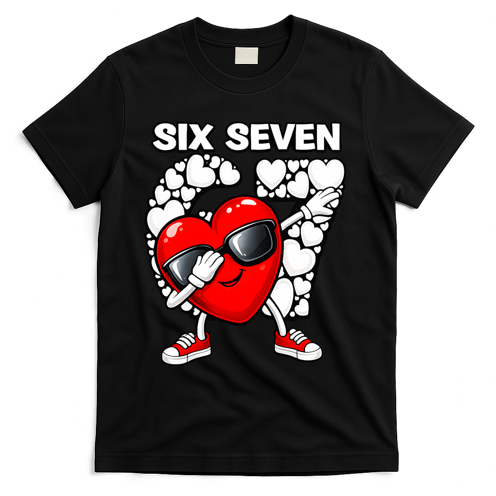 Valentines Day Hearts Dabbing Six Seven 67 Meme T-Shirt product image 2