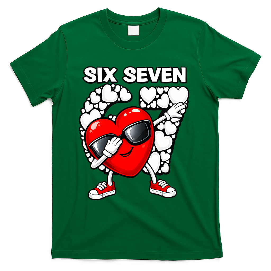 Valentines Day Hearts Dabbing Six Seven 67 Meme T-Shirt product image 4