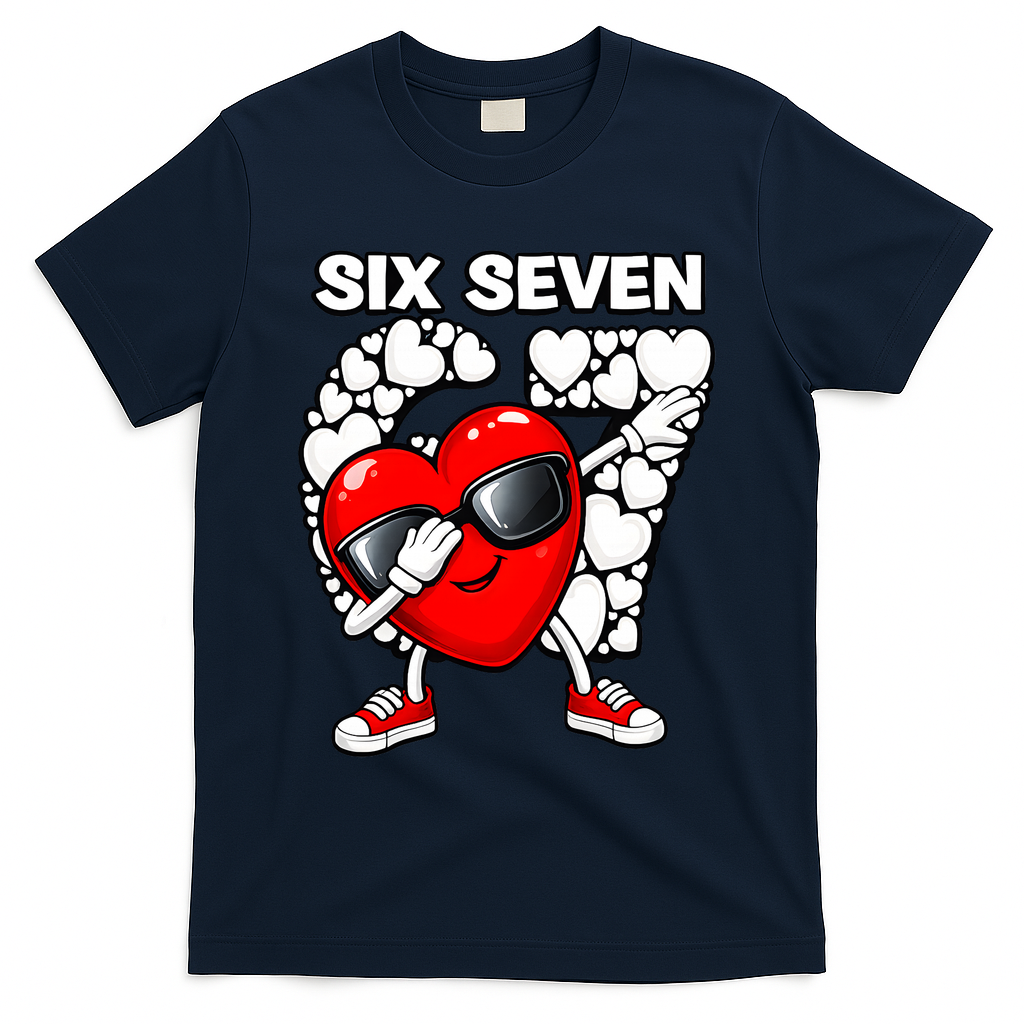 Valentines Day Hearts Dabbing Six Seven 67 Meme T-Shirt product image 3
