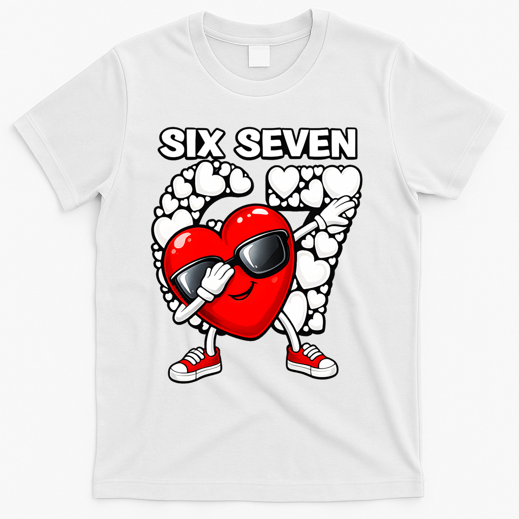 Valentines Day Hearts Dabbing Six Seven 67 Meme T-Shirt product image 1