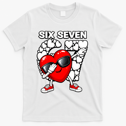 Valentines Day Hearts Dabbing Six Seven 67 Meme T-Shirt product image 1