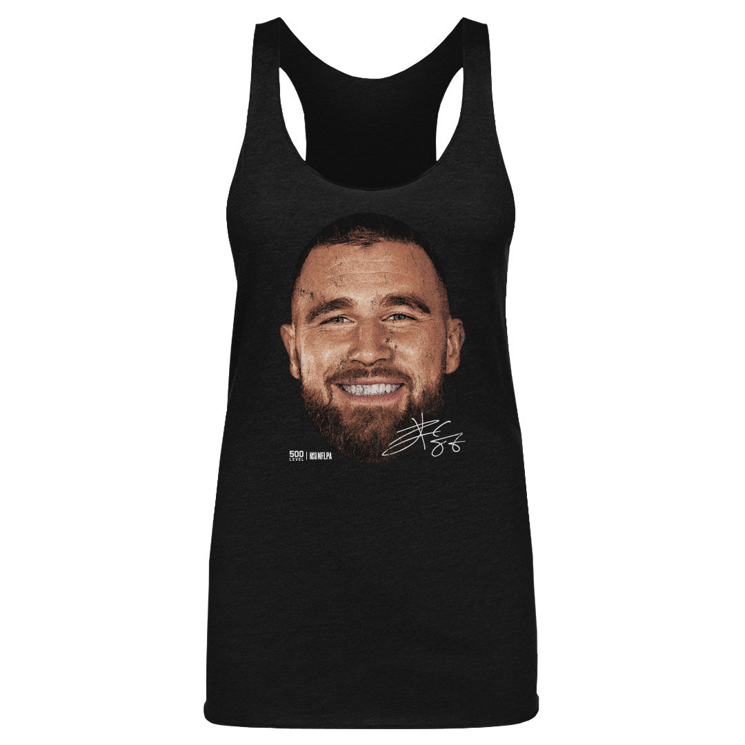 Travis Kelce Kansas City Vintage Head WHT Womens Tank Top 500 Level Officially Licensed Fan Gear
