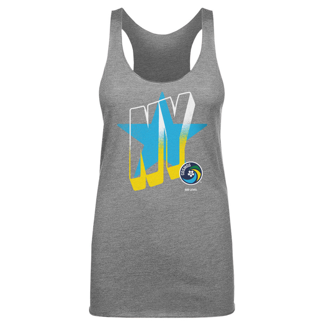 New York Cosmos Wave Bold WHT Womens Tank Top 500 Level Officially Licensed Fan Gear