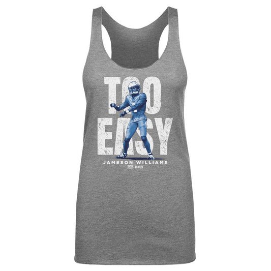 Jameson Williams Detroit Too Easy WHT Womens Tank Top 500 Level Officially Licensed Fan Gear
