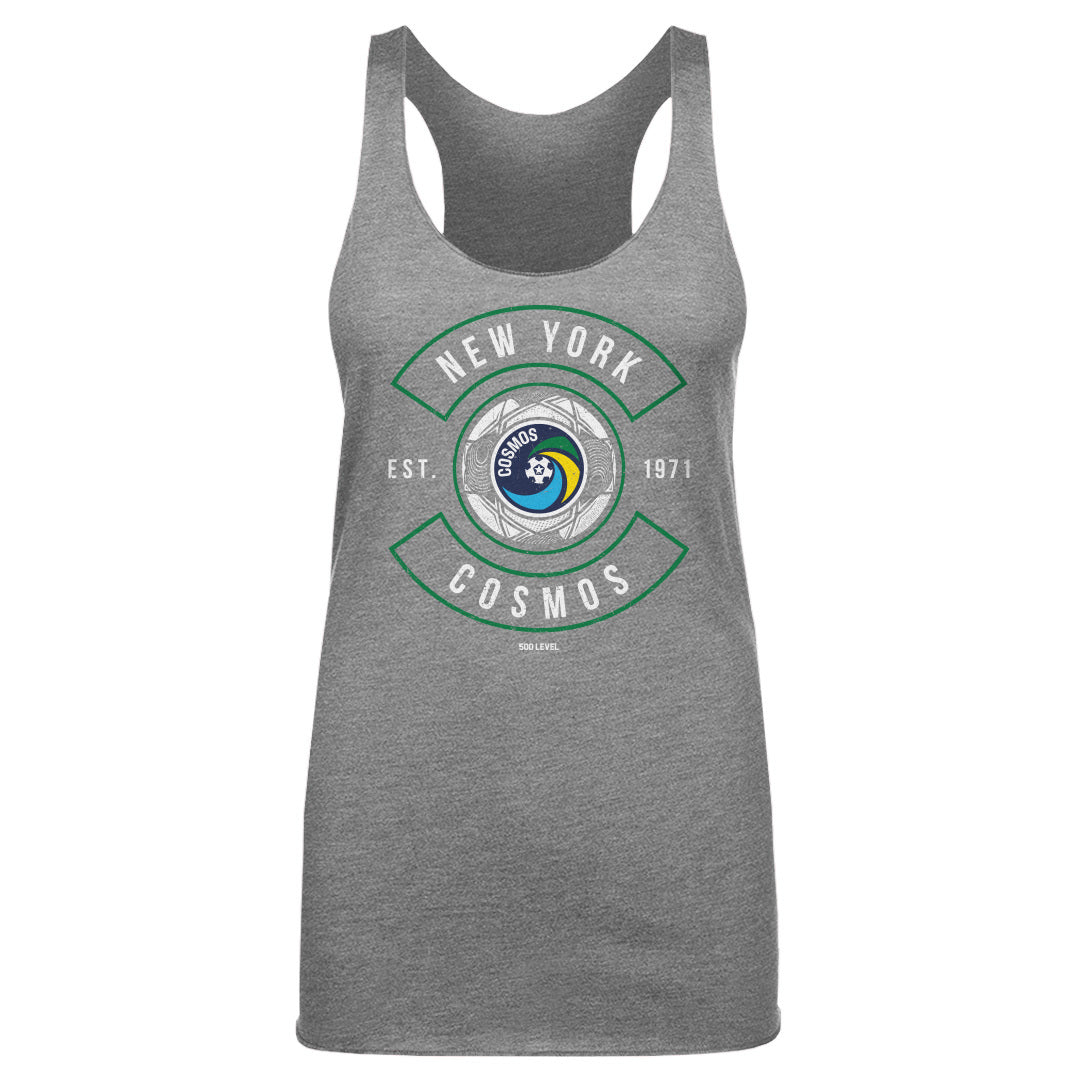 New York Cosmos Ball Arc WHT Womens Tank Top 500 Level Officially Licensed Fan Gear