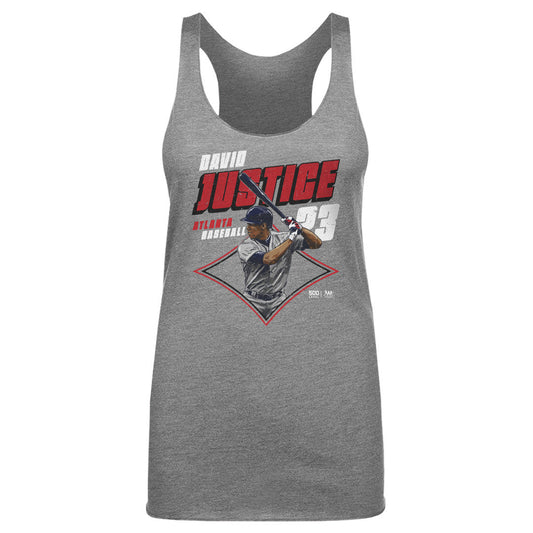 David Justice Atlanta Diamond WHT Womens Tank Top 500 Level Officially Licensed Fan Gear