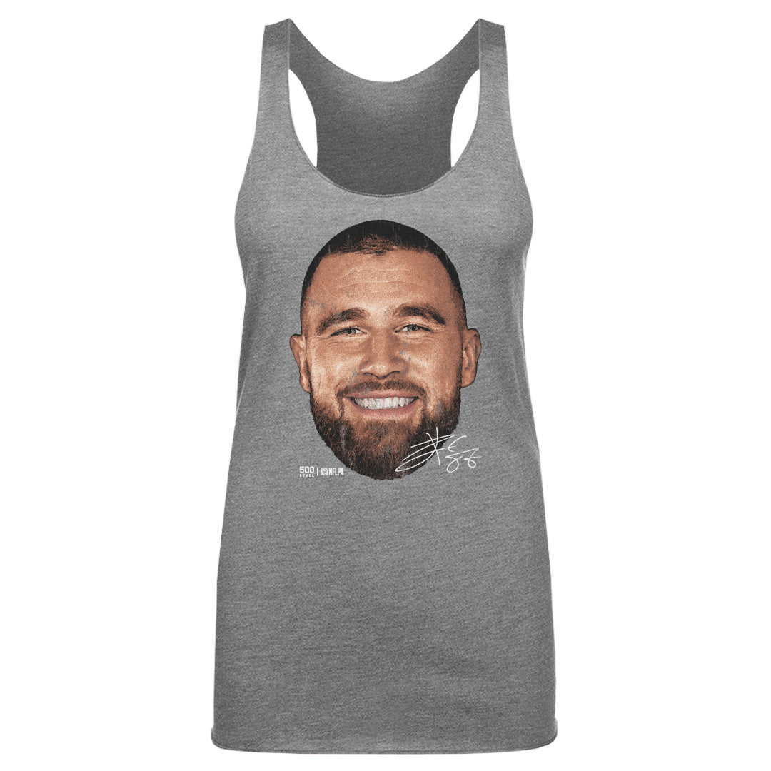 Travis Kelce Kansas City Vintage Head WHT Womens Tank Top 500 Level Officially Licensed Fan Gear