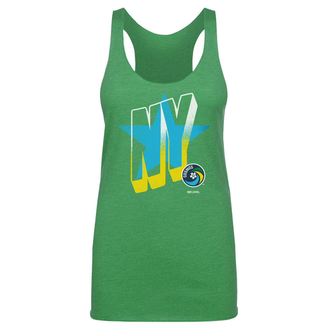 New York Cosmos Wave Bold WHT Womens Tank Top 500 Level Officially Licensed Fan Gear