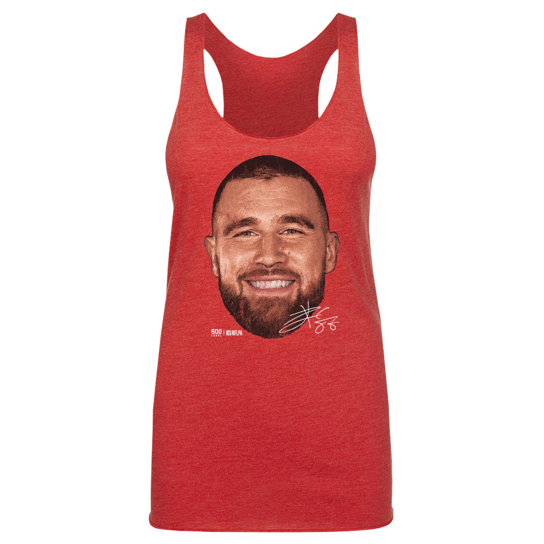 Travis Kelce Kansas City Vintage Head WHT Womens Tank Top 500 Level Officially Licensed Fan Gear