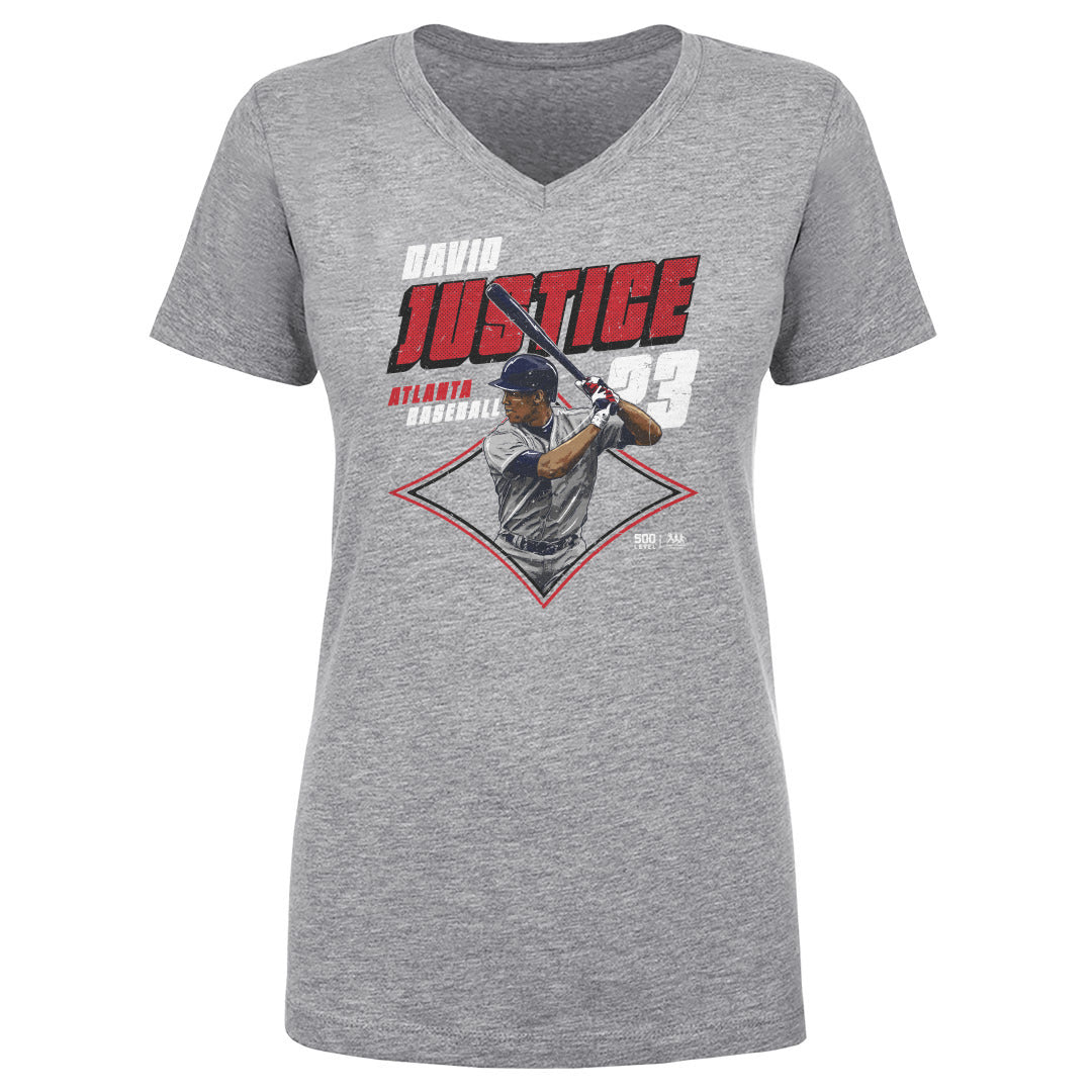 David Justice Atlanta Diamond WHT Womens V-Neck T Shirt 500 product image 2