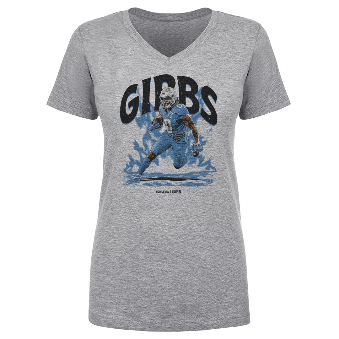 Jahmyr Gibbs Detroit Aura Womens V-Neck T Shirt 500 Level product image 2