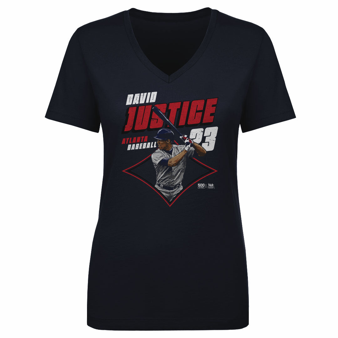 David Justice Atlanta Diamond WHT Womens V-Neck T Shirt 500 product image 1