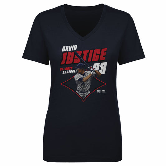 David Justice Atlanta Diamond WHT Womens V-Neck T Shirt 500 product image 1