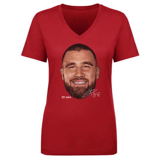 Travis Kelce Kansas City Vintage Head WHT Womens V-Neck T product image 1