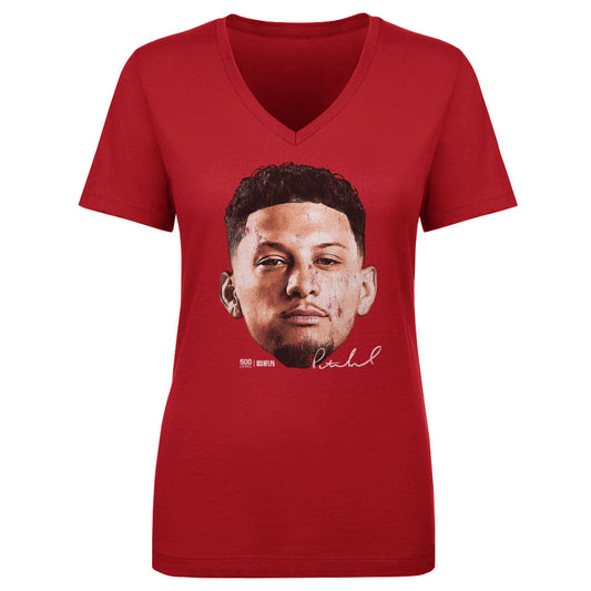 Patrick Mahomes Kansas City Vintage Head WHT Womens V-Neck product image 1
